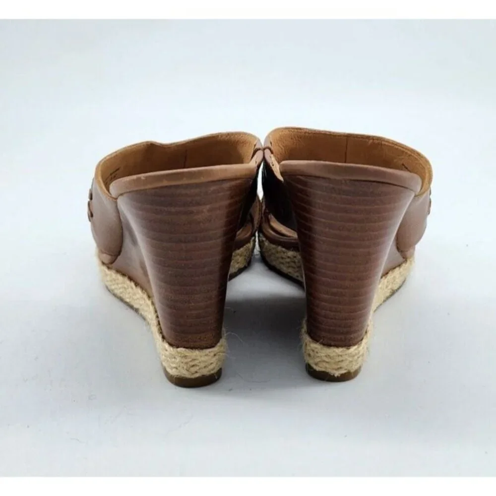 Jack Rogers Women's Sophia Wooden Brown Woven‎ Slip On Wedge Sandals Size 6.5M